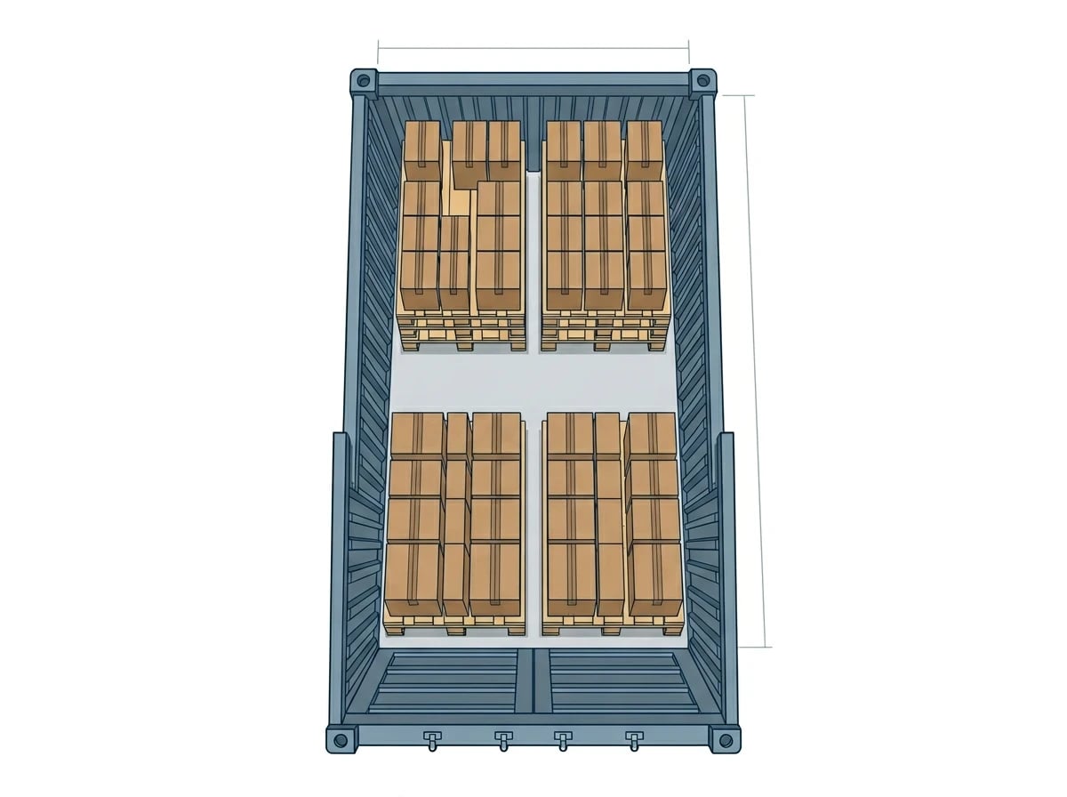 20FT container loading plan - 11 euro pallets, 21,120 pieces
