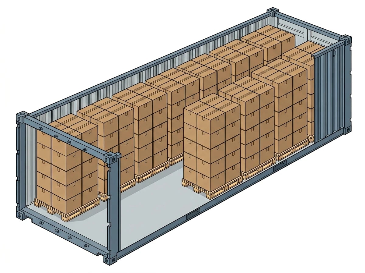 40FT container loading plan - 24 euro pallets, 46,080 pieces