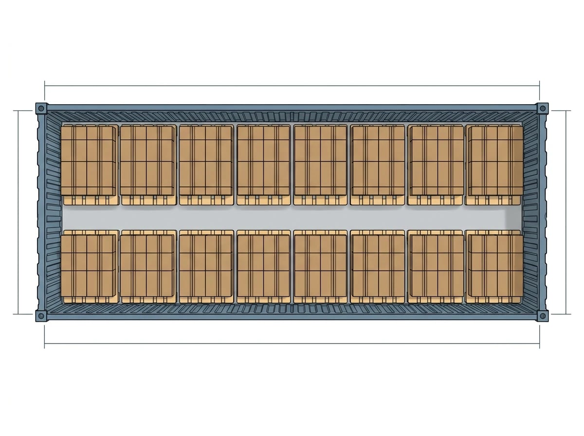 40HC container loading plan - 24 euro pallets, up to 55,296 pieces