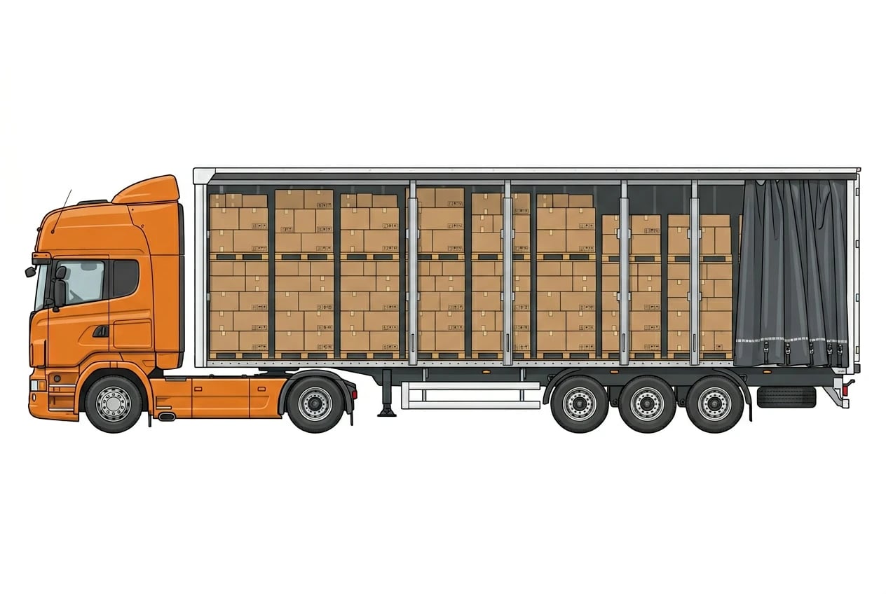 Curtainsider tilt truck loading plan - 33 euro pallets
